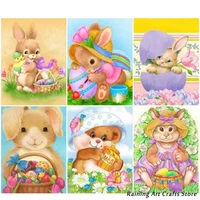 sale 5d diy diamond painting cartoon rabbit embroidery full round square drill cross stitch kits mosaic pictures home decoration