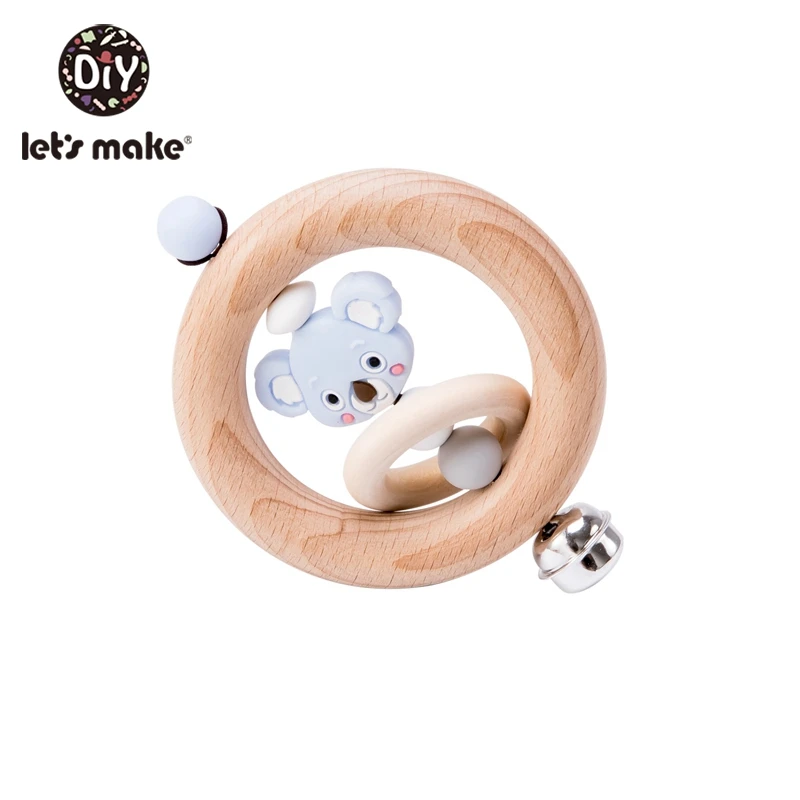 koala Let'S Make 1 шт. миниатюрные деревянные кольца в виде животных, детские игрушки для игр, детские погремушки для мобильного телефона, деревянные детские подвижные музыкальные игрушки для новорожденных - Цвет: koala
