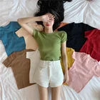 Футболка женская трикотажная, с круглым вырезом и коротким рукавом