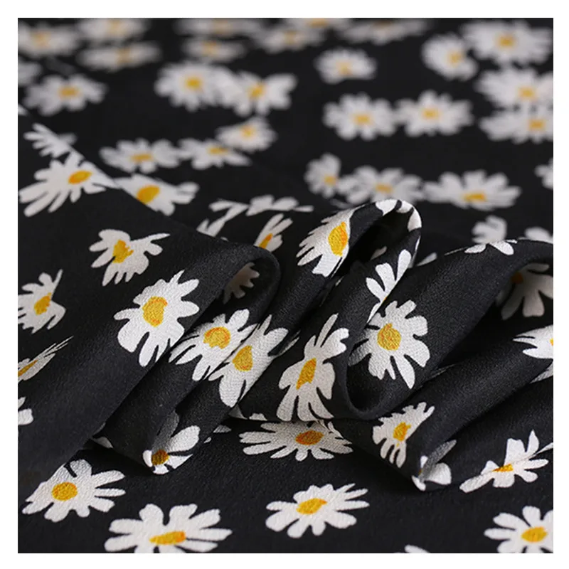 

Natural mulberry silk crepe de chine fabric cloth per meter 16mm 135 cm wide printed clothing shirt dress fabric