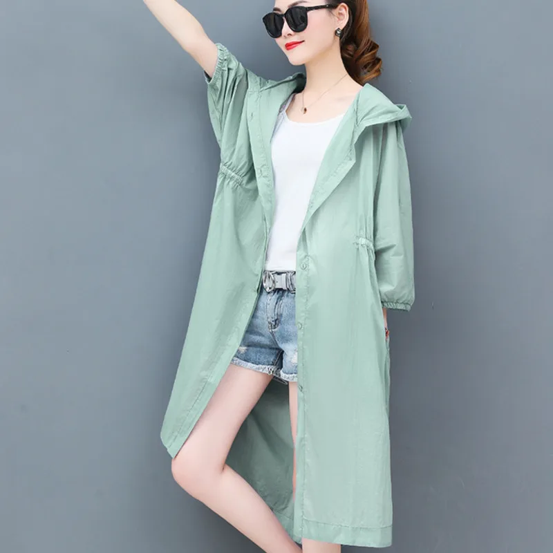#5315 солнцезащитное пальто женская тонкая Летняя асимметричная ветровка женское
