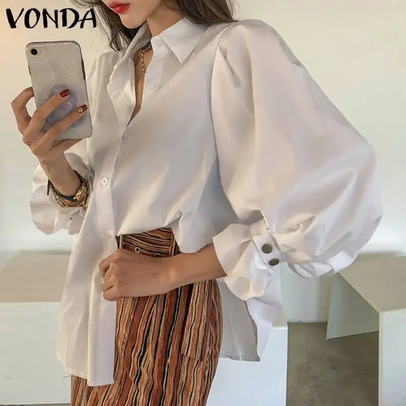 

Пикантные женские офисные рубашки, блузка VONDA, Женская Вечерние няя рубашка с длинным рукавом, элегантные весенние однотонные топы, туника, ...