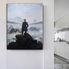 Странник над морем тумана, Картина на холсте художественные плакаты и принты, настенные картины для гостиной, домашний декор