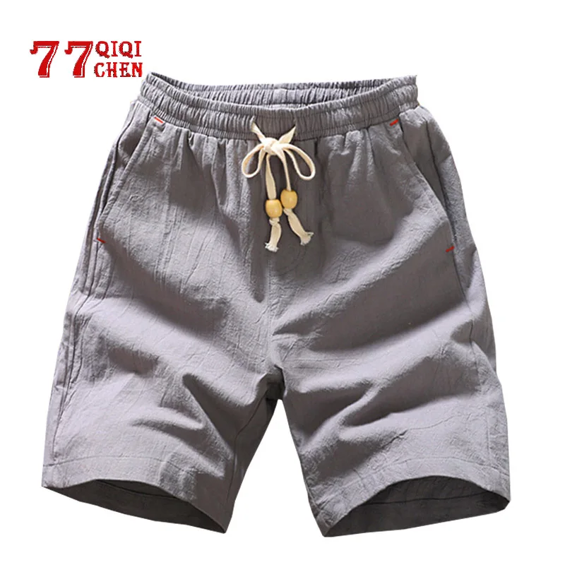 Льняные повседневные шорты мужские пляжные быстросохнущие Короткие штаны