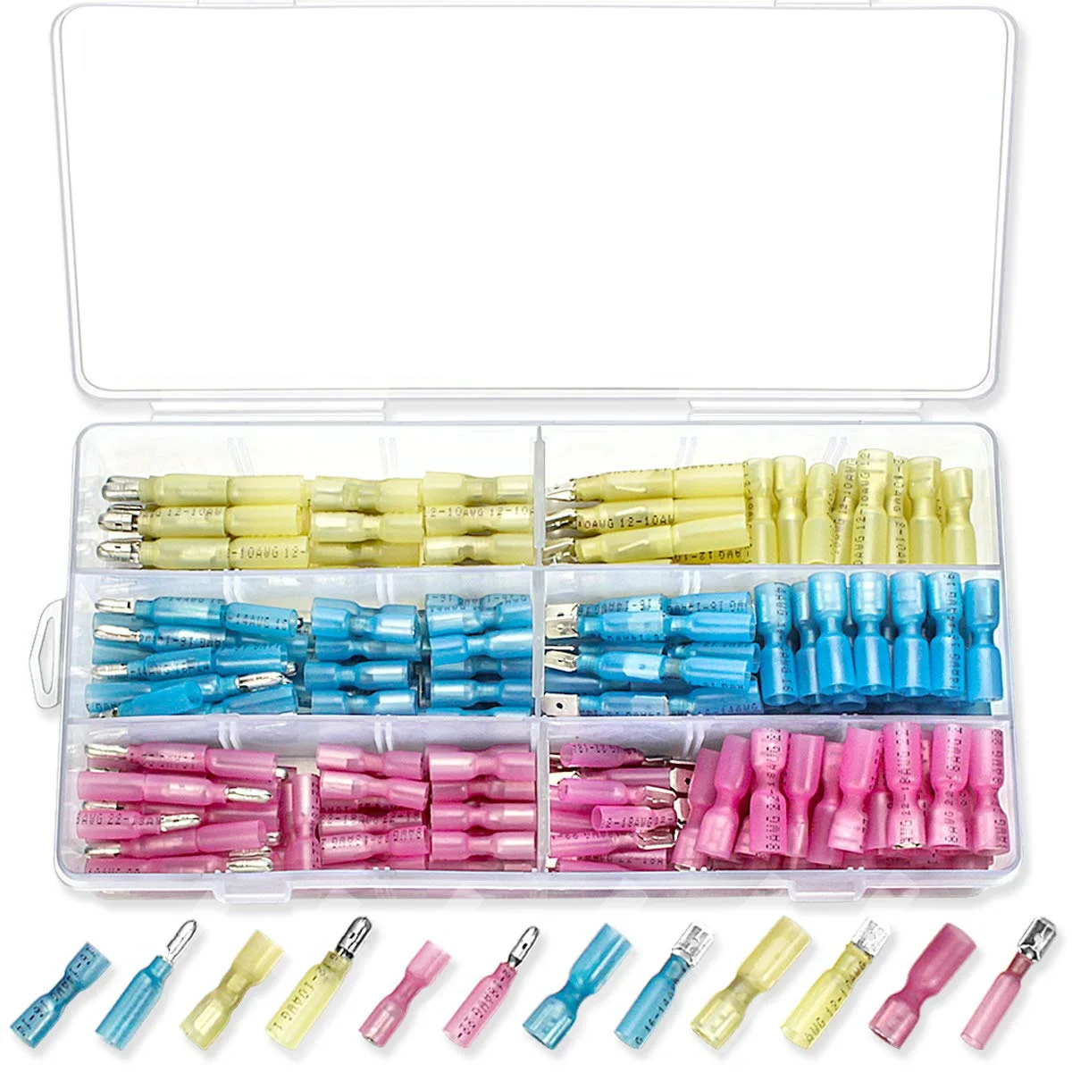 

300 шт. ассортимент кабеля Электрический провод сращивания встык водонепроницаемые разъемы термоусадочный Обжимной мужской и женский терми...