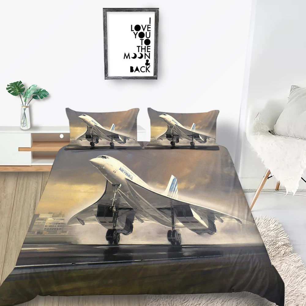 

Hot Sale Bedding Set Aircraft Take Off Fashionable 3D Duvet Cover Queen King Twin Full Single Double Unique Design Bed Set