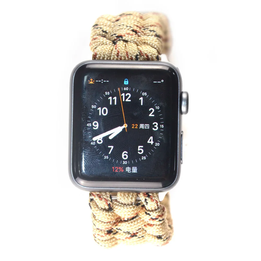 Ремешок нейлоновый для apple watch 42 44 браслет Паракорд выживания iwatch band 38 мм 40 Series 6 5 4 3