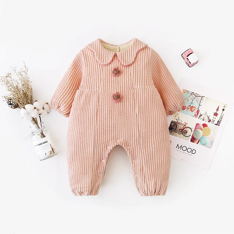 

Baby's one-piece winter clothes outside sweet and lovely lace collar cotton long sleeve baby girl climbing