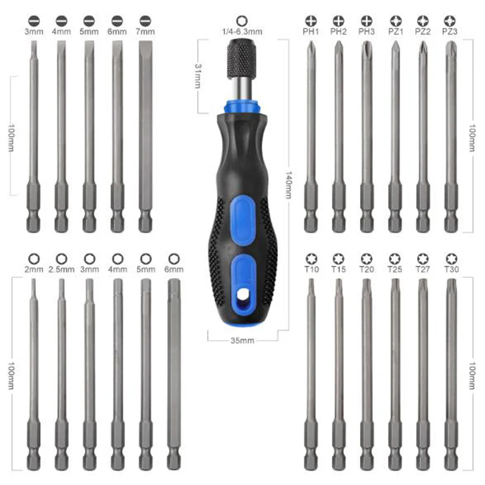 25 шт. отвертка для удлинения набор Torx держатель ручки сумка инструментов