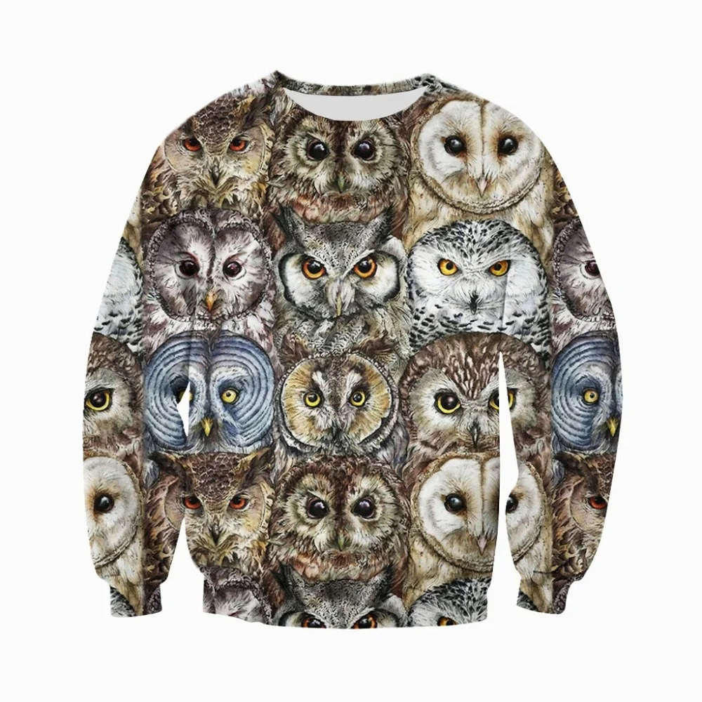 

Толстовка мужская с капюшоном и шортами, винтажная модная уличная одежда в стиле Харадзюку, с 3D-принтом совы, на молнии