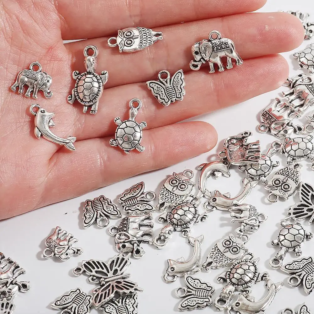 

10-30pcs Vintage Animal Butterfly Elephant Fish Charms Pendant for Jewelry Making DIY Earring Necklace Handmade Jewelry Making
