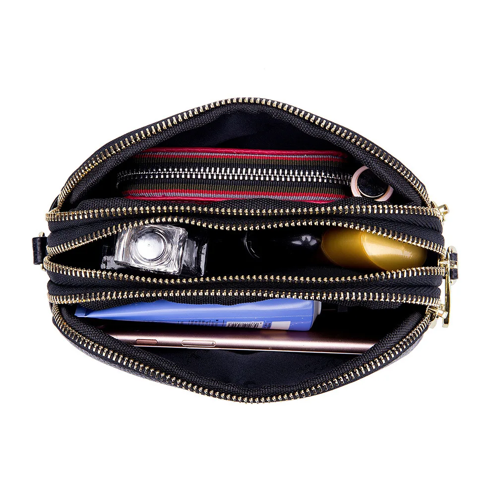 Женская сумка через плечо с трехслойным карманом на молнии| |