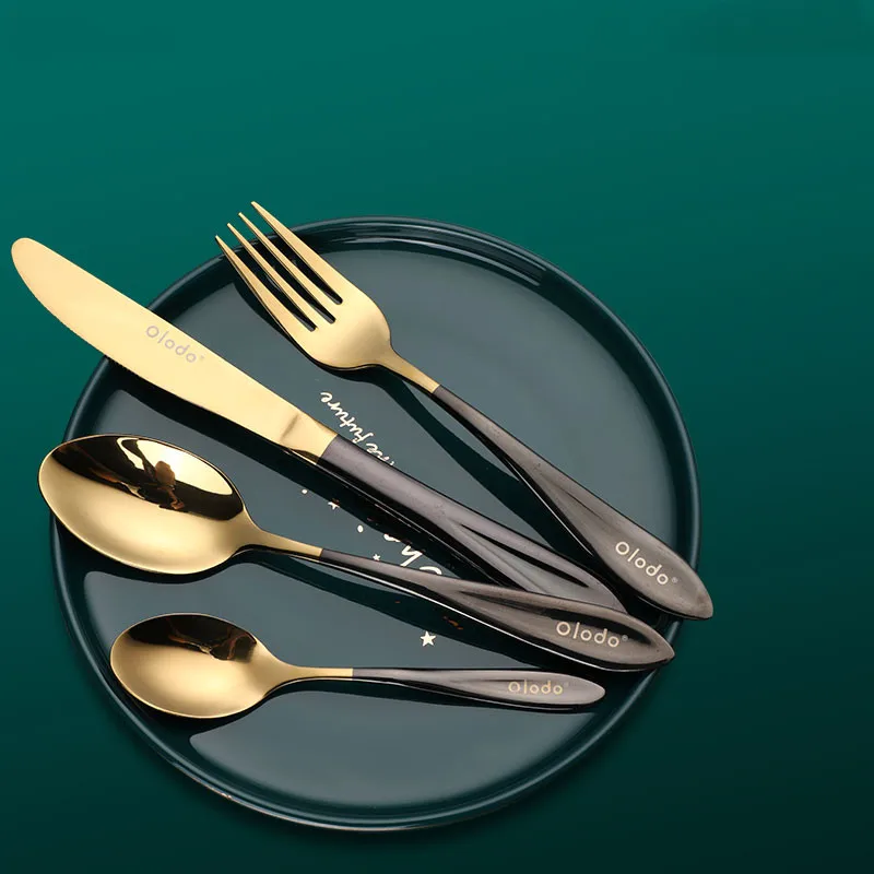 

European Luxury Fork Spoon Knife Set Reusable Dinner Table Wedding Cutlery Set Kitchen Vajilla Completa Dining Tableware DF50CJ