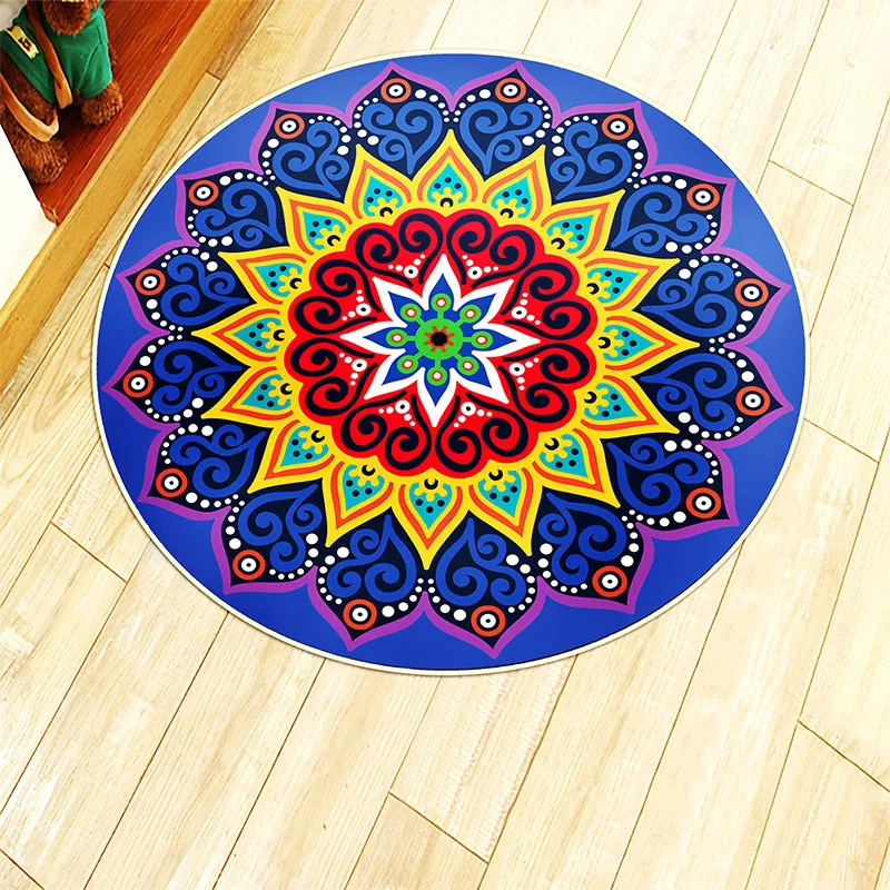 Богемный круглый ковер противоскользящий напольный коврик для гостиной