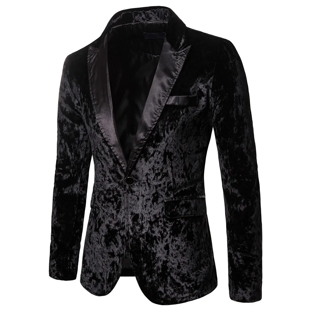 Men's Korean Velvet Blazer Winter Autunm New Fashion Charm Men Casual Fit Slim Suit One Button Business Coat Jacket Solid Blouse