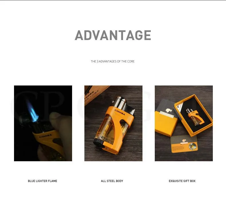 COHIBA фонарь газовая зажигалка карманная Ветрозащитная 2 струйная Зажигалка для сигар наружная металлическая газовая зажигалка многоразовые аксессуары для сигар