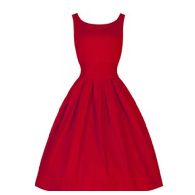 Женское платье без рукавов красное/черное с о-образной талией | Женская одежда