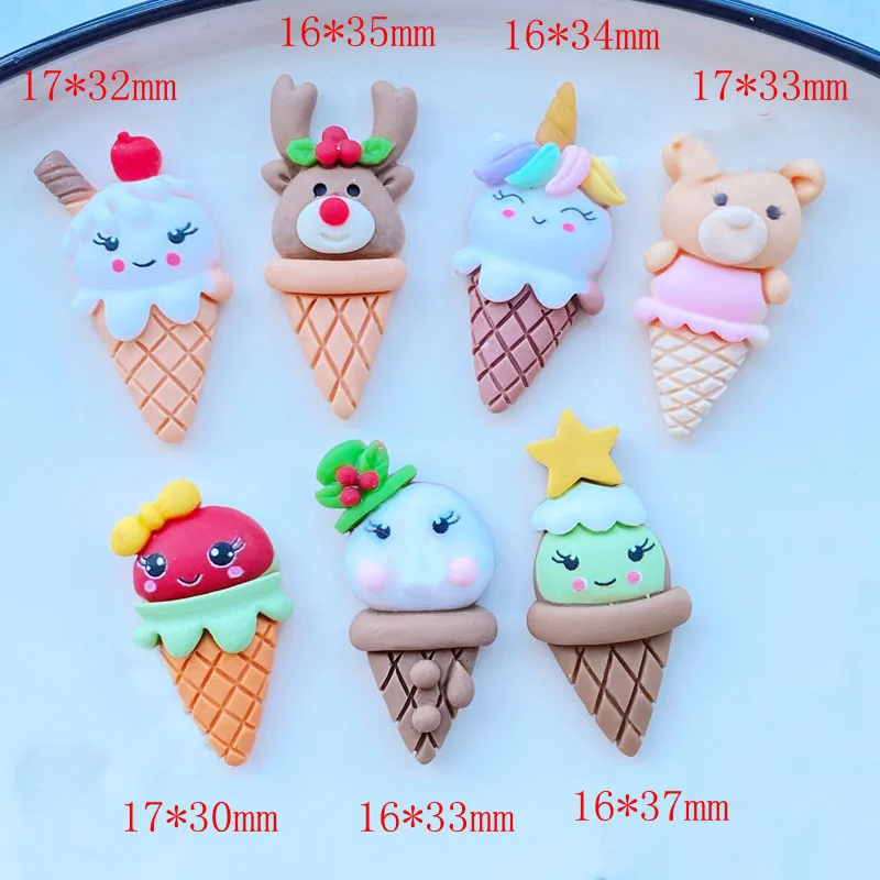 7/14Pcs Cute Resin Mixed Animal Ice Cream Flat Back Cabochons Scrapbooking DIY Jewelry Craft Decoration Accessories L65 - купить по