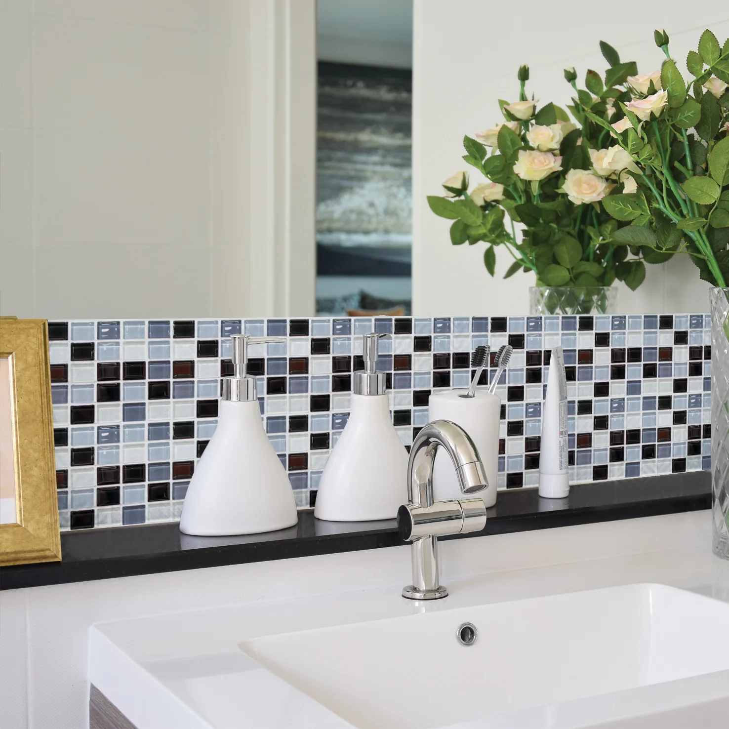 

Color modern kitchen stickers waterproof and oil proof classic marble wall stickers protect kitchen and bathroom wallpaper