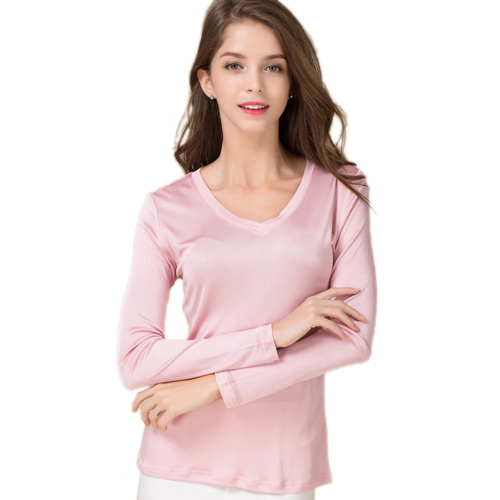 

Женская футболка с V-образным вырезом, однотонная Базовая Повседневная футболка с длинным рукавом и V-образным вырезом, Осень-Зима 100%