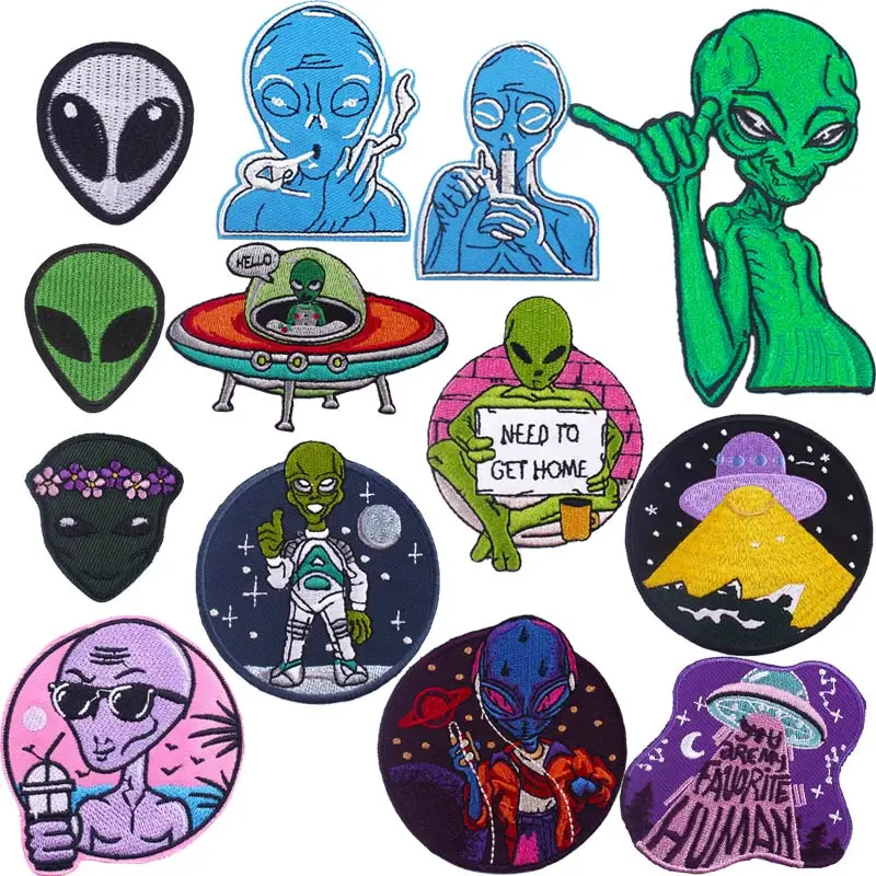 Нашивка Pulaqi с НЛО патчи для одежды вышивкой инопланетянина вышитые помощью утюга