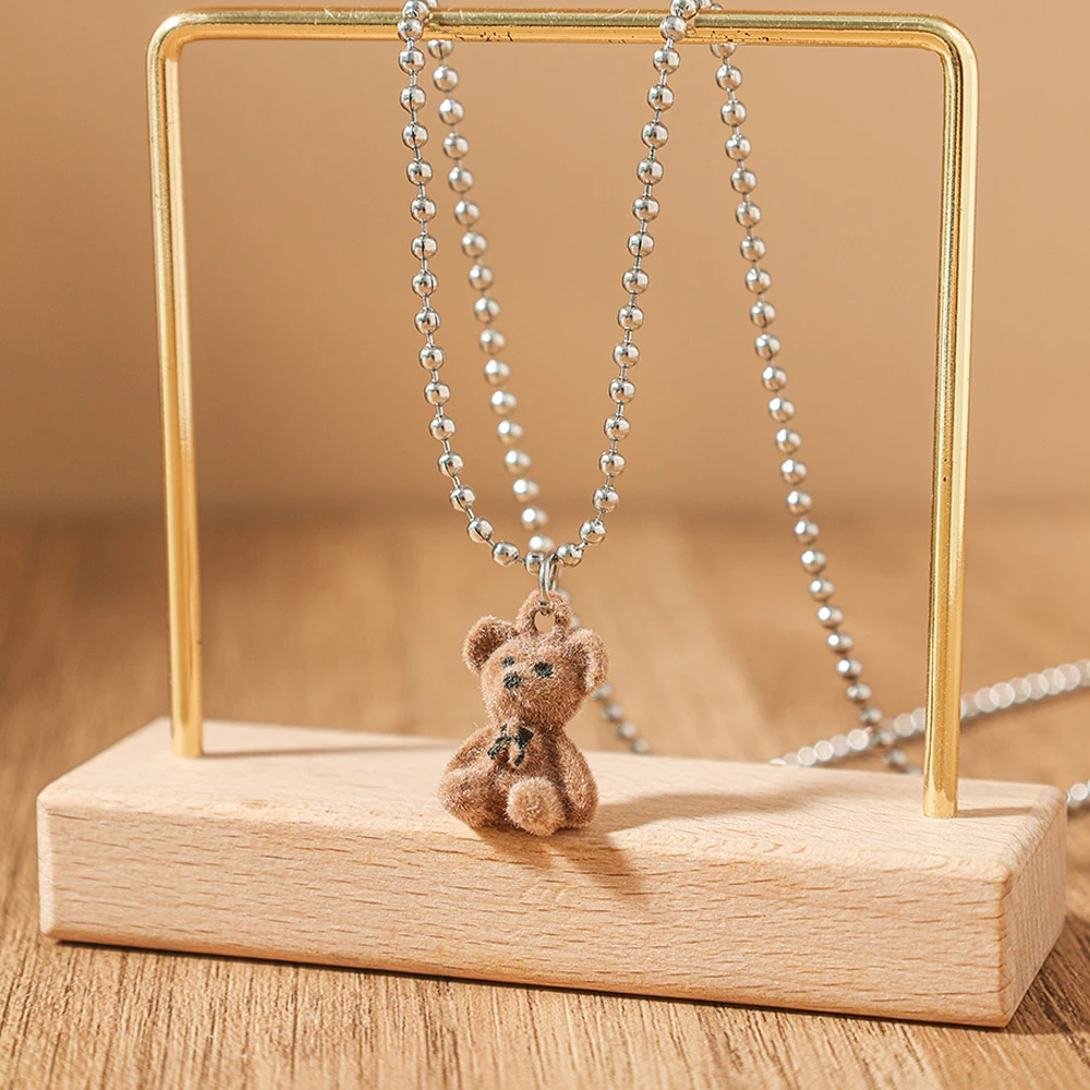 Симпатичное ожерелье Ins с кулоном Мишка для девочек Женская корейская мода милый