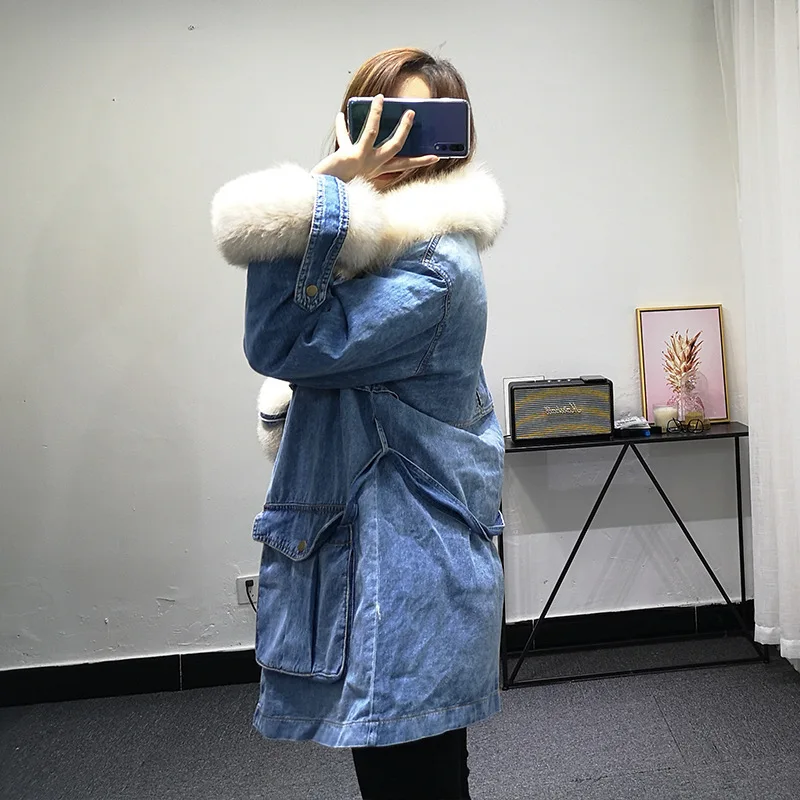 Пальто на утином пуху с воротником из лисьего меха женская одежда 2020 корейское