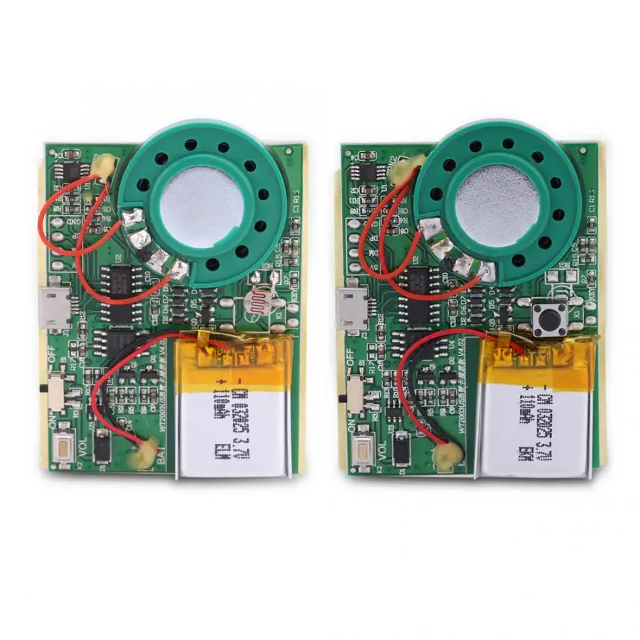 USB Music Sound Voice Recording Module Chip 1W with Rechargeable Lithium Battery for Greeting Card DIY | Электроника