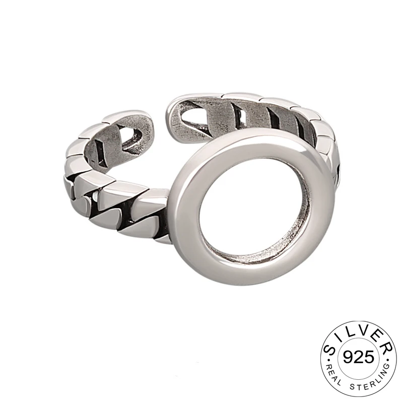 

925 серебряные кольца для женская обувь, пропускающая воздух; Круглые, Ретро стиль, свадебное Трендовое ювелирное изделие больших регулируем...