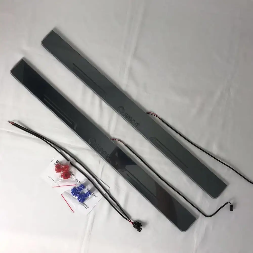 

Osmrk led moving door scuff for mercedes benz smart dynamic door sill plate flat lining overlays rgb flowing light, 2pcs