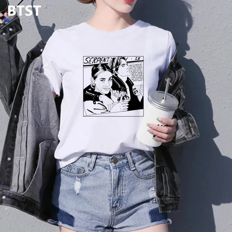 16 Футболки riverdale для Для женщин хлопок в готическом стиле, уличная Harajuku Графические футболки 90s панк Kawaii в Корейском стиле футболка с короткими Футболки - Цвет: 16