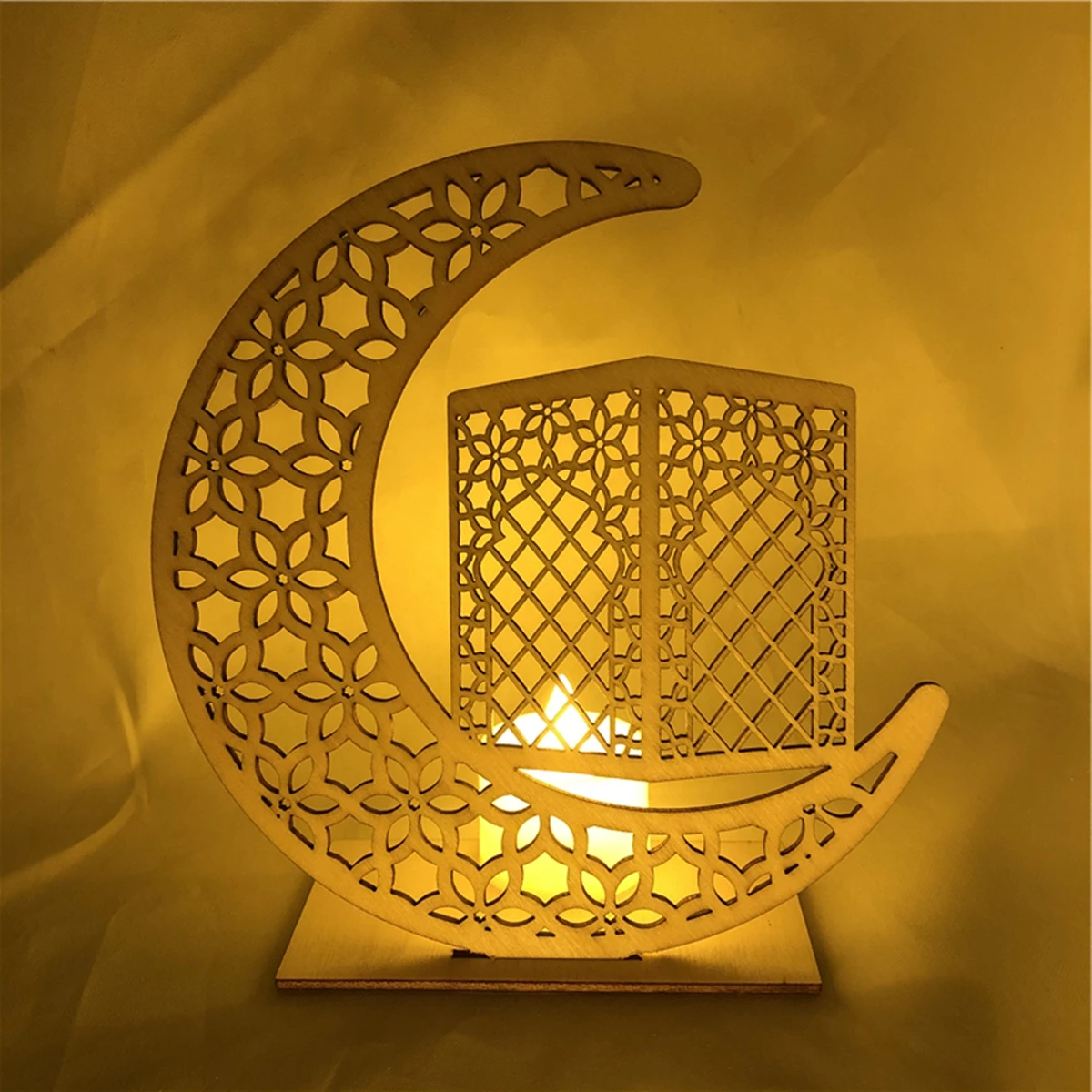 

Eid Mubarak Ramadan Home Desktop Decoration Wooden LED Moon Pendant Halal Kareem Islamic Event Party Holiday Supplies