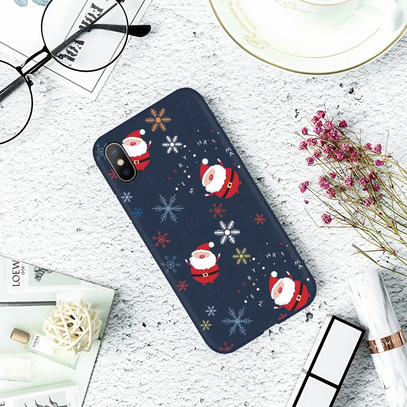 Рождественский мягкий чехол для IPhone 7 5 6 S 8 Plus XS X Xr Max 11 Pro MAX новогодний цветной