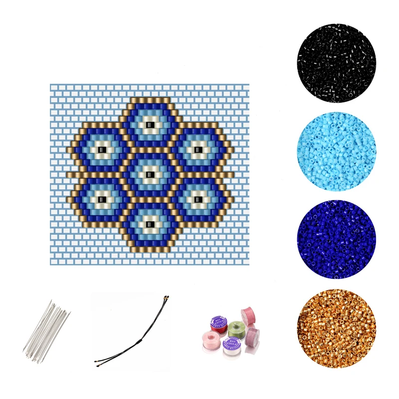 

FAIRYWOO Evil Eye Bracelet Kit DIY Accessories Jewelry Making Kit For Women Blue Jewelry Eye Bangles Miyuki Beaded Handmade Gift