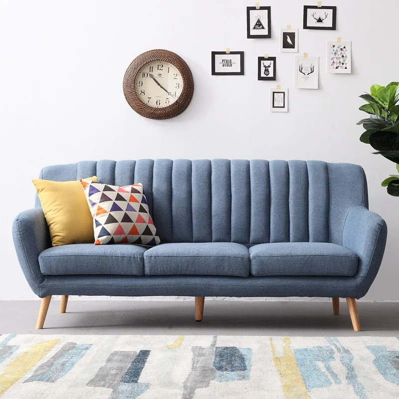 

Nordic living room furniture small apartment three double seat sofa