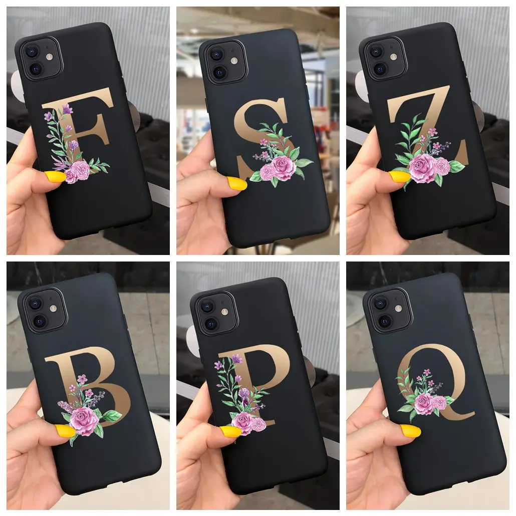 Модный чехол из мягкого силикона с персонализированной черной инициальной буквой для iPhone XS 11 Pro Max 7 8 6s Plus XR 5 5s se.