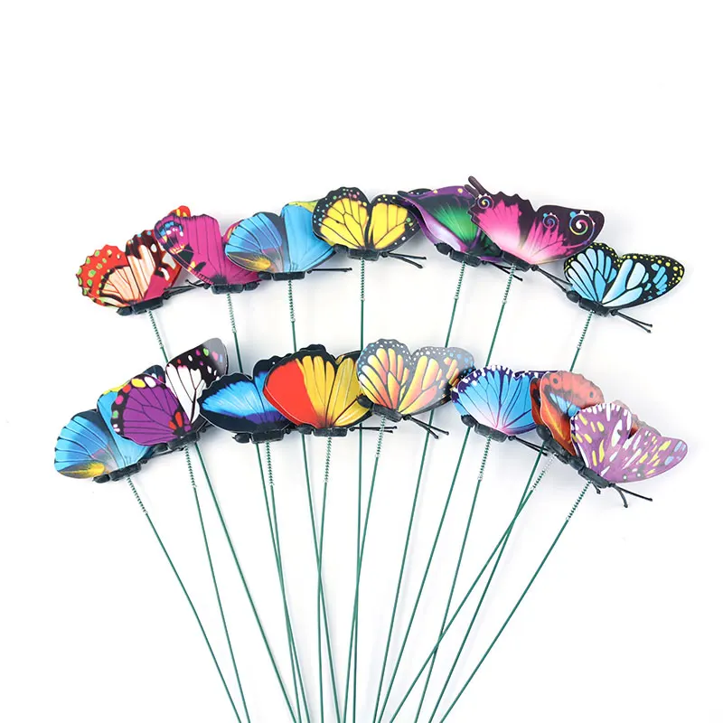 

10pcs 7cm PVC Simulation Butterfly Rod Flowerpot Vase Green Plant Decoration Whimsical Butterfly Decor for Flowerpot Vase Garden