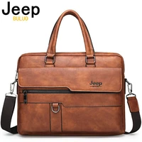 jeep buluo brand man business briefcase bag split leather high quality men office bags for 14 inch laptop a4 file causel male