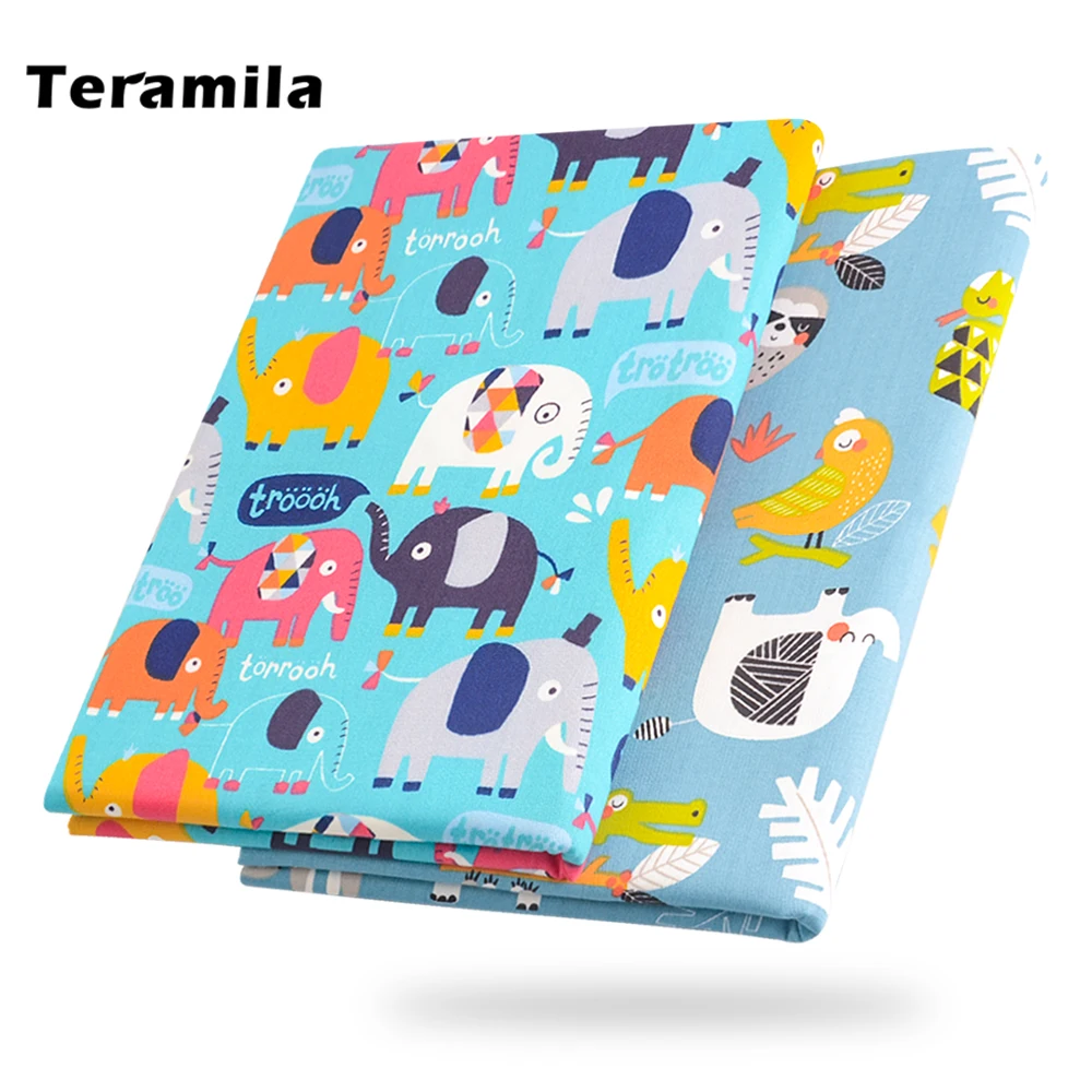 Синий Совы хлопок Ткань лоскутное Вышивание Ремесло teramila квилтинга Постельные