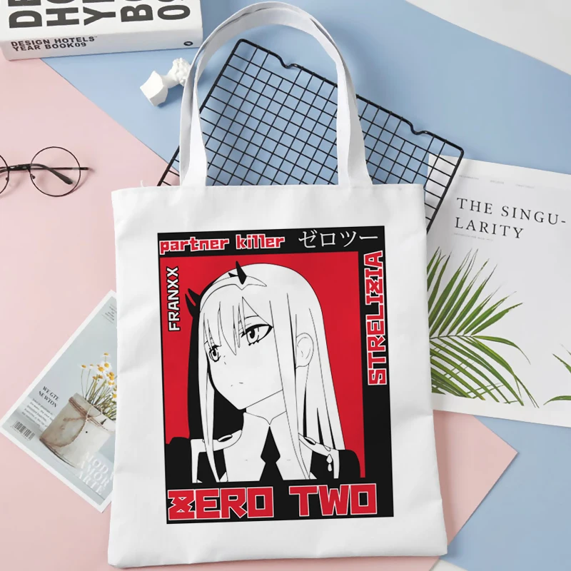 

Darling in the Franxx shopping bag eco canvas cotton reusable bolso bag woven shoping jute bolsa compra grab