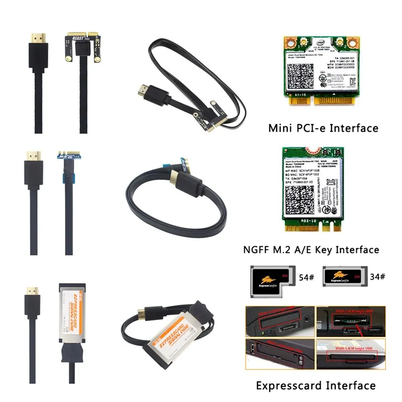 

Интерфейсный Кабель-адаптер Mini PCI-E Expresscard M.2 A/E Key для док-станции EXP GDC ноутбука внешняя графическая видеокарта