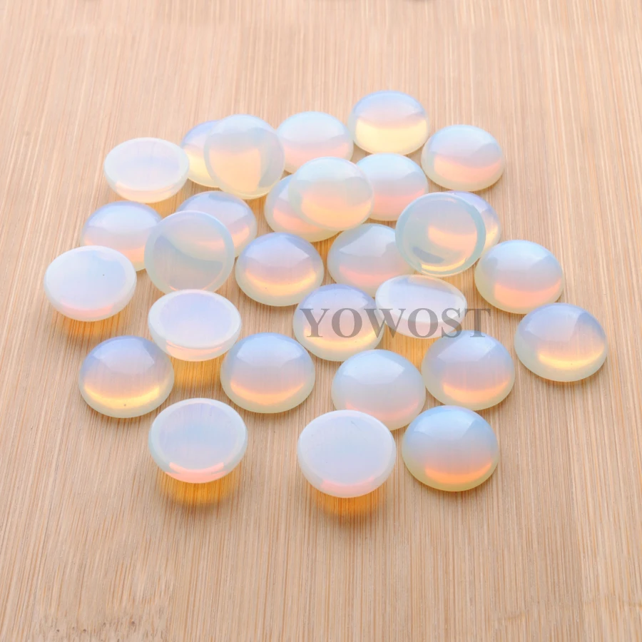 Натуральный белый опал драгоценный камень круглый кабошон без отверстия