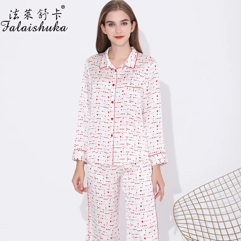 100% Silk  Homewears Pajamas Sets  Women Red Sexy 2021 Summer Spring Female Home Wears Two Piece Pajamas  Set Sleepwear