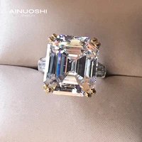 ainuoshi 925 sterling silver 14x16mm emerald cut multiple gemstone engagement rings for women fall in love rings