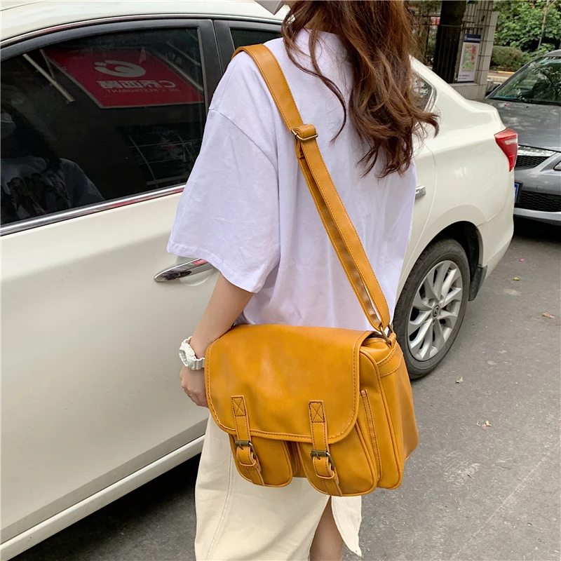Vintage oil wax leather women shoulder bag Large capacity wide strap female crossbody Casual Messenger big handbag bolsa | Багаж и сумки