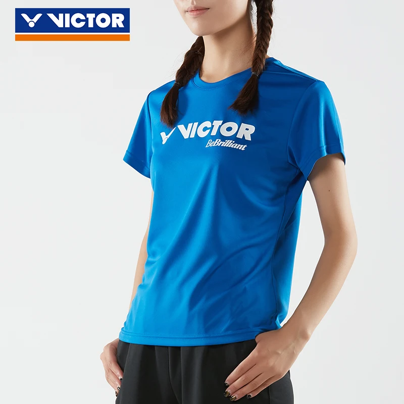Рубашки для бадминтона VICTOR дышащая быстросохнущая футболка с v-образным вырезом