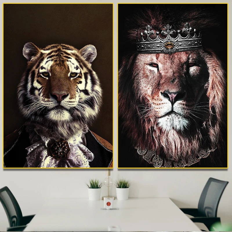 Картина на холсте для гостиной HD Тигр Зебра Леопард плакат со львом современный