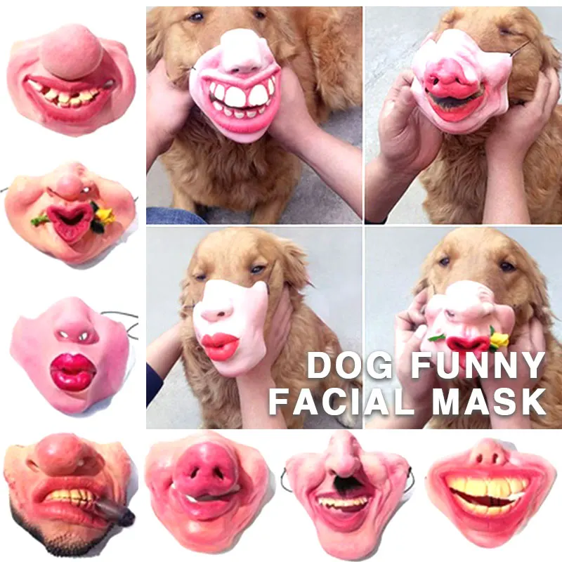 Полумаска для собак "Забавные игрушки" Хэллоуин с маской 8 стилей, кодировка, латексный мордок, шутка, маскарад.