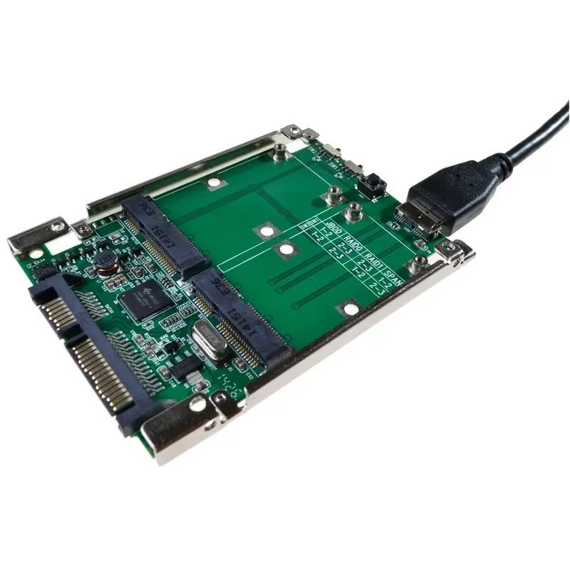 

2,5 "SATA III на dual mini SATA USB 3,0 на 2 mSATA SSD Raid контроллер карты