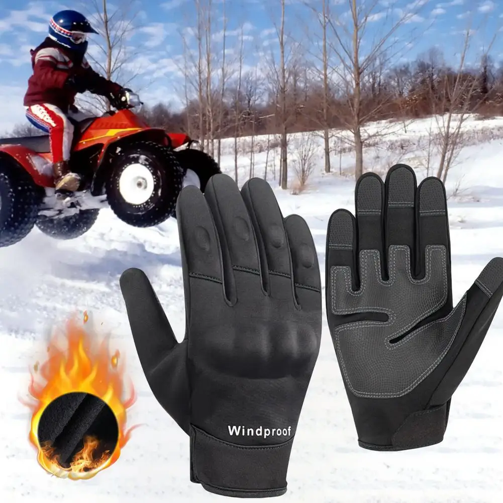 

Перчатки с регулируемыми манжетами и сенсорным управлением, зимние теплые Нескользящие защитные перчатки для мотоциклов и шоссейных велос...